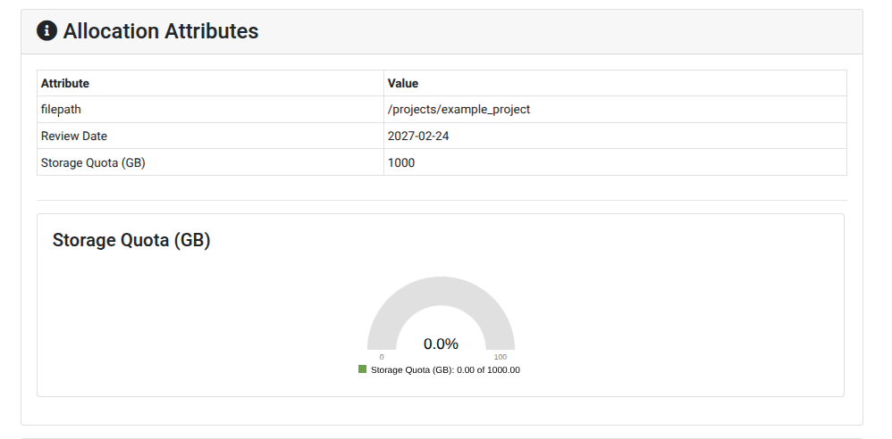 Attributes for a Storage Allocation