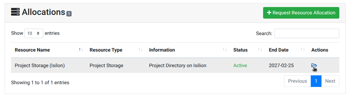 Click on the folder icon in the row of the allocation you would like to have changed.