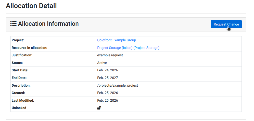 Click "Request Change"