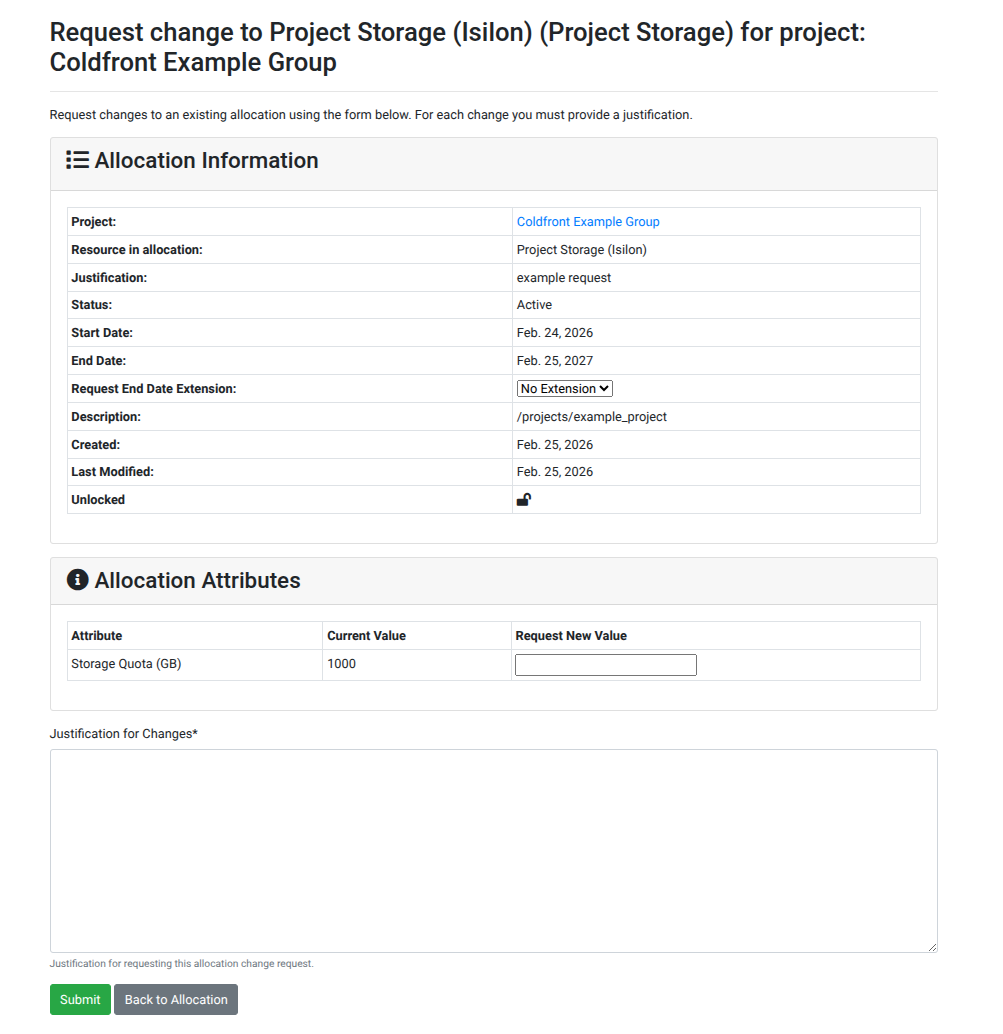 Fill in the value for the new quota and justification for the increase. Then click "Submit"