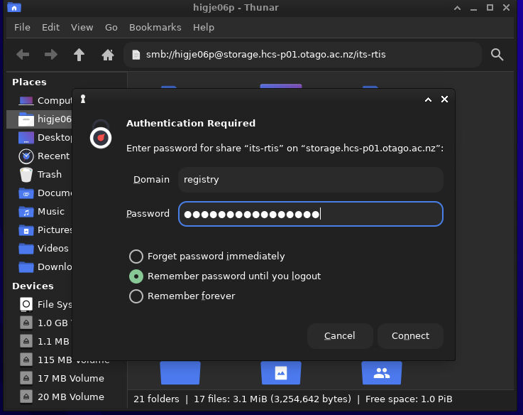 Connect to HCS - authenticating using samba in the file browser